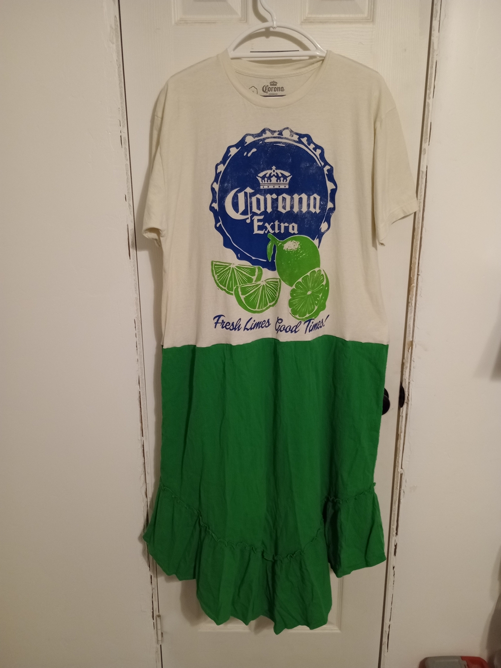 Corona Extra White & Green Midi Dress with Lime Graphic
